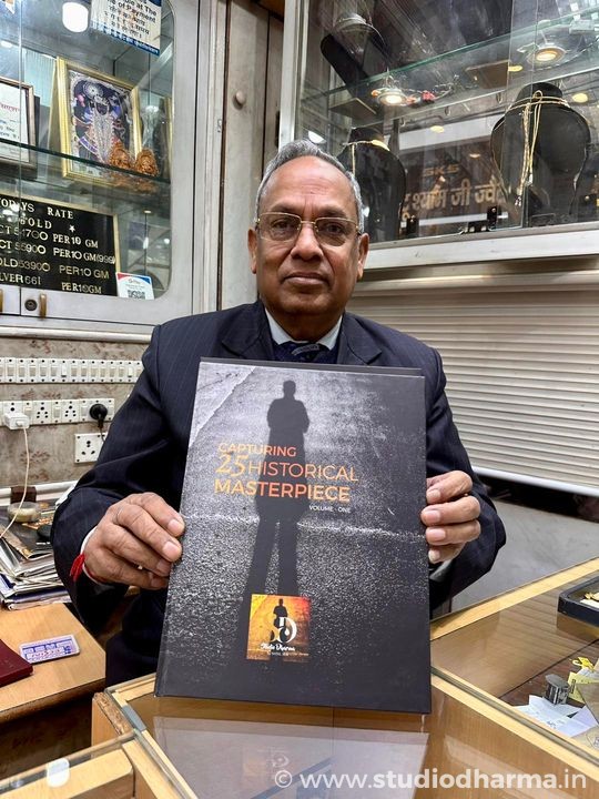 Shri Ravi Prakash Agarwal ji of Raghunandan Prasad Jewellers PVT LTD with his copy of Coffee Table Book by StudioDharma.